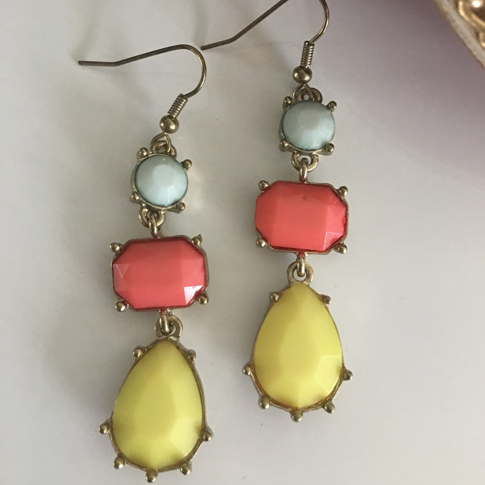 Art Deco Pastel Earrings - Picture 2 of 4